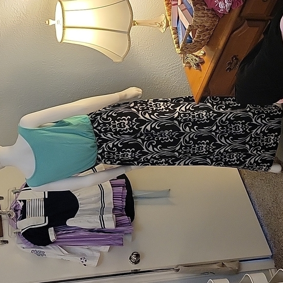 3/$30 ZATTCAS Sleeveless Damask Pattern Scoop Neck Maxi Beach Dress FLAWED - Picture 7 of 11